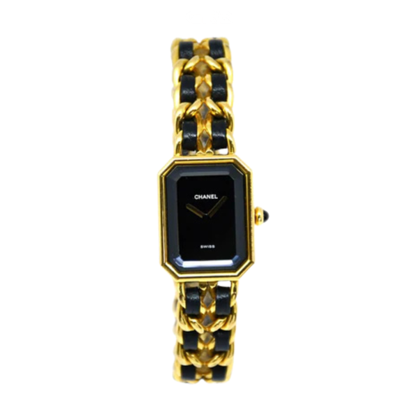 Chanel | Première Black Yellow Chain Leather Strap Watch