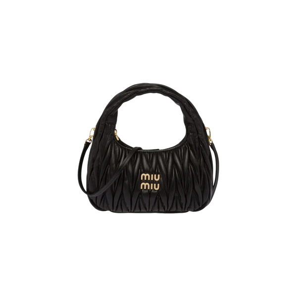 Miu Miu | Wander Shoulder Matelassé Nappa Leather Bag – Black