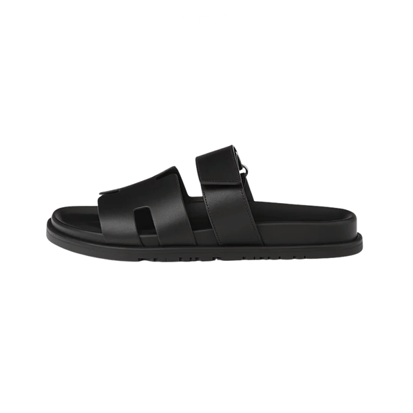 Hermès | Chypre Black Calfskin Slides