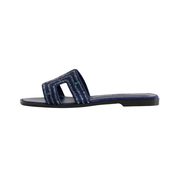 Hermès | Oran Navy Blue Suede Slides – product image 1