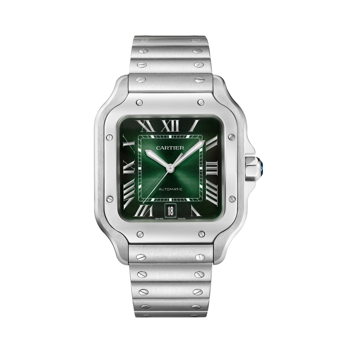 Cartier | Santos de Large Green Dial Stainless Steel Watch – product image 1