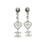 Chanel | Heart CC Logo Drop Earrings Silver Tone – product image 1