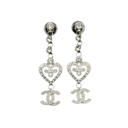 Chanel | Heart CC Logo Drop Earrings Silver Tone – product image 1