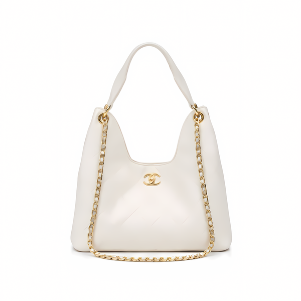 Chanel | 25 Medium Hobo Light Beige Quilted Caviar Bag
