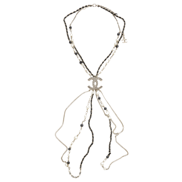Chanel | Long Bead Pearl CC Logo Sautoir Necklace Gold Tone