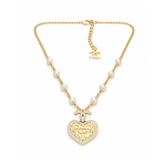 Chanel | Quilted Heart CC Logo Pearl Station Necklace – product image 1