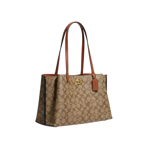 Coach | Willow Tote Signature Canvas Tan Rust Bag