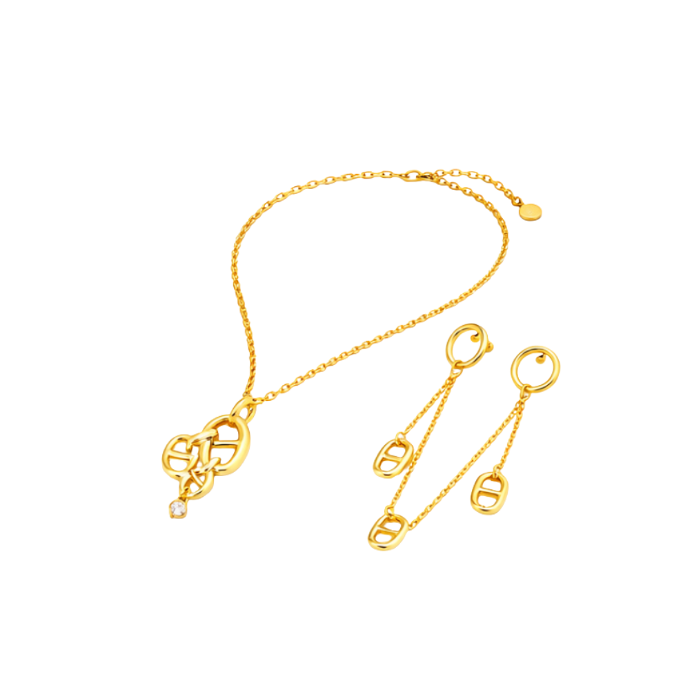 Dior | Navy Necklace Earrings Set Gold – product image 1