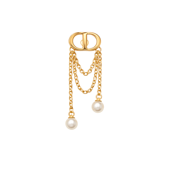 Dior | Pearl Chain Drop Earring Gold