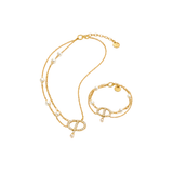 Dior | CD Pearl Layered Necklace Bracelet Set Gold – product image 1