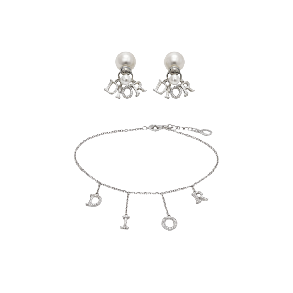 Dior | Letter Charm Necklace Silver – product image 1