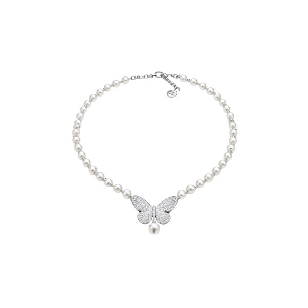 Dior | Butterfly Pearl Set Silver Crystals Jewelry