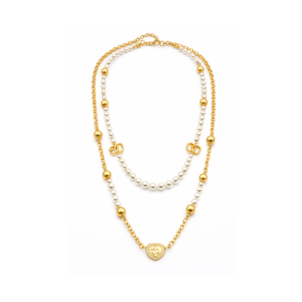 Dior | Petit CD Heart Pearl Double Necklace – product image 1
