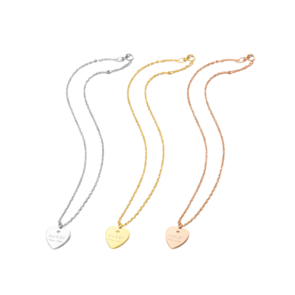 Gucci | Heart Logo Necklace Gold Silver Rosegold