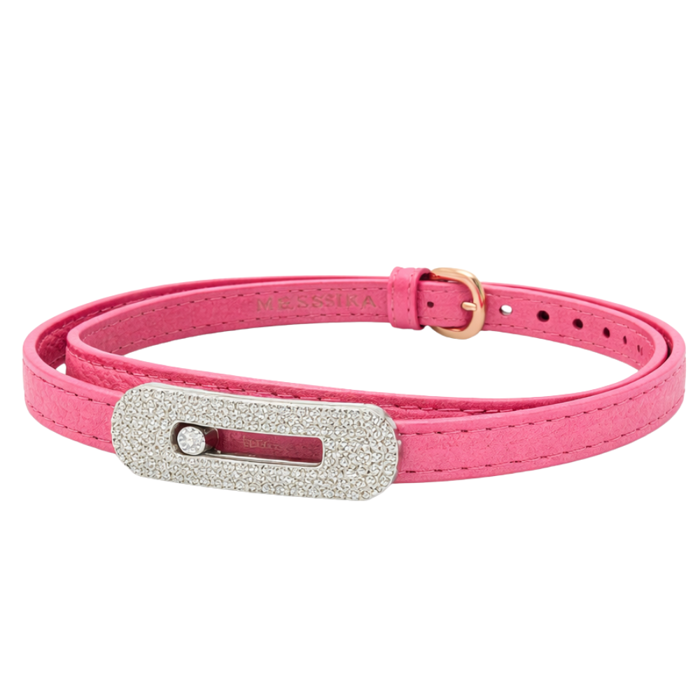 Messika | Leather Double Wrap Bracelet Pink Diamonds – product image 1