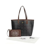 Coach | City Tote Signature Canvas Black Bag – Brown – product image 4