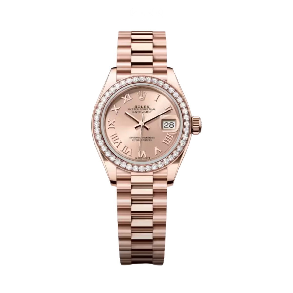 Rolex | Datejust 28 Rose Dial Diamond Bezel Watch – product image 1