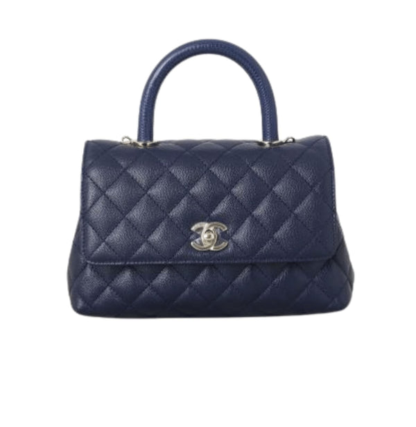 Chanel | Coco Handle Mini Navy Blue Caviar Leather Bag