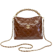 Chanel | Quilted Braided Handle Chain Hobo Brown Leather Bag – product image 1