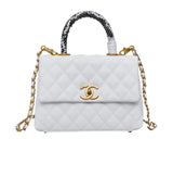 Chanel | Small Flap Top Handle Quilted Leather Bag – White – product image 1