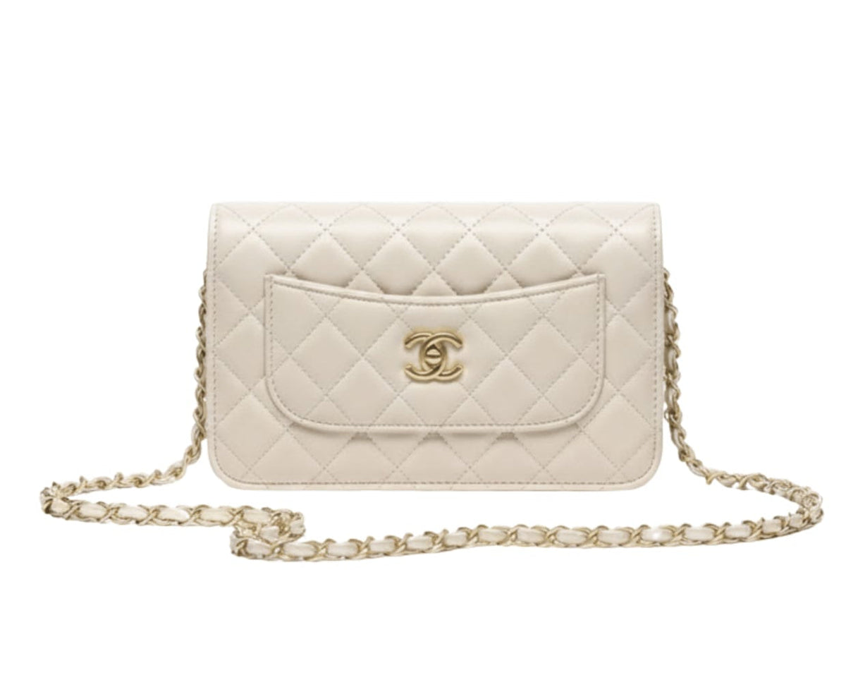 Chanel | Classic Quilted White Lambskin Leather Bag – product image 1