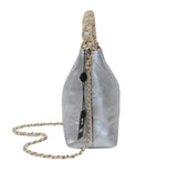 Chanel | Metallic Lambskin Chain Rows Quilted Chain Hobo Bag – Silver – product image 3