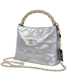 Chanel | Metallic Lambskin Chain Rows Quilted Chain Hobo Bag – Silver – product image 2