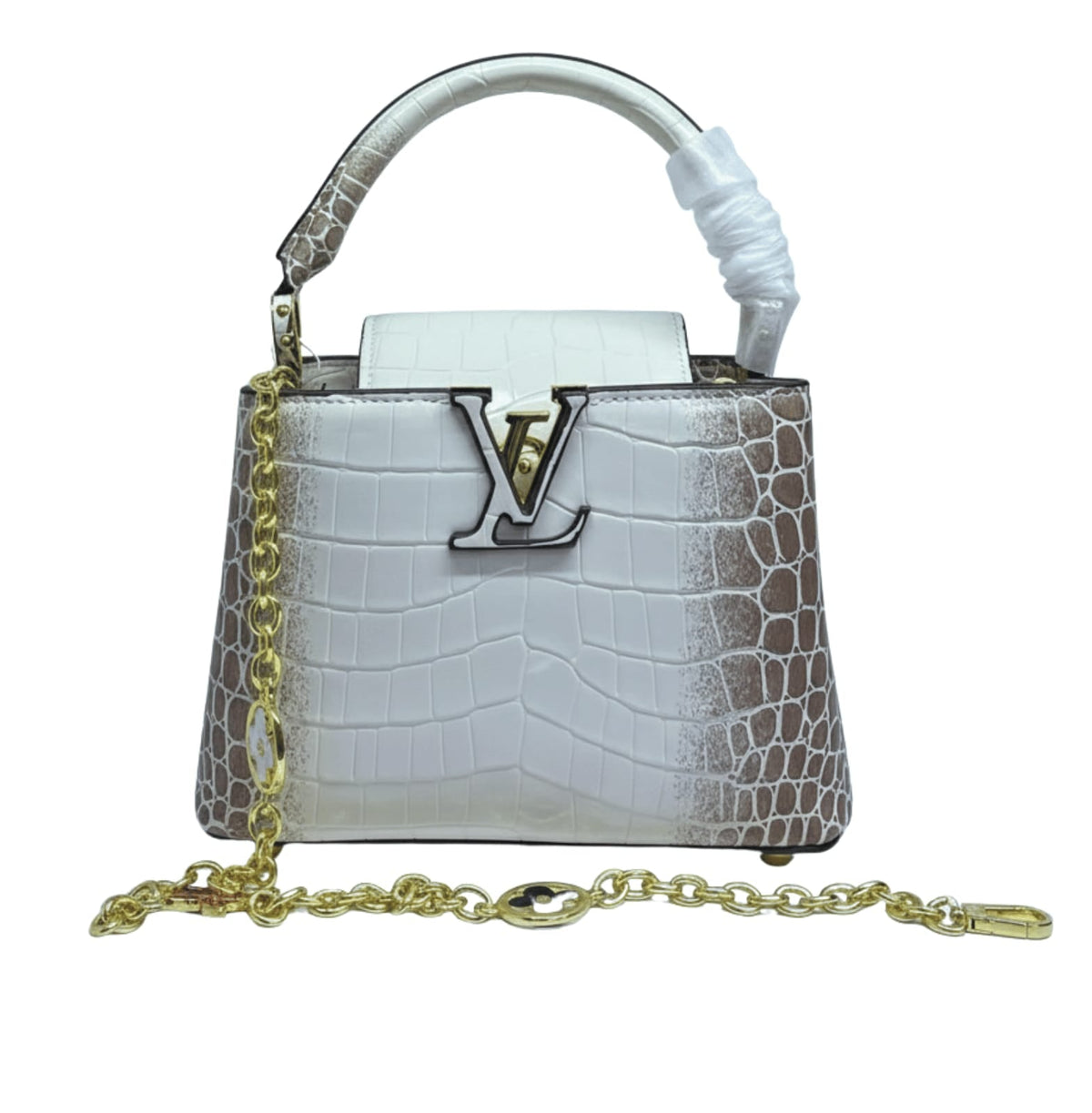 Louis Vuitton | Capucines Mini White Brown Crocodilian Leather Bag – product image 1