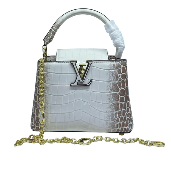 Louis Vuitton | Capucines Mini White Brown Crocodilian Leather Bag