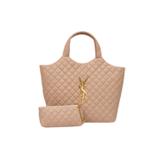 Saint Laurent | Icare Maxi Quilted Suede Bag – Beige – product image 1