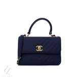 Chanel | CC Dual Handle Flap Bag – Navy Blue – product image 1