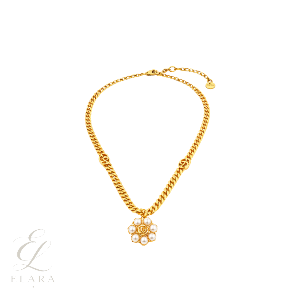 Gucci | GG Pearl Pendant Chain Necklace Gold – product image 1