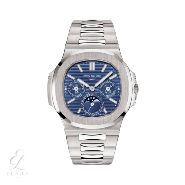 Patek Philippe | Nautilus Blue Dial Silver Tone Watch – White Gold, White