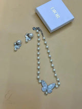 Dior | Butterfly Pearl Set Silver Crystals Jewelry – product image 5