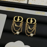 Dior | Pearl Chain Drop Earring Gold – product image 5