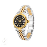 Rolex | Datejust Two-Tone Black Diamond Dial Fluted Watch – product image 2