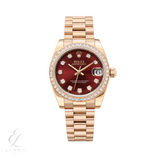 Rolex | Datejust Red Dial Diamond Bezel Watch – product image 1