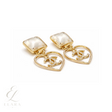 Chanel | Square Pearl & Black Cabochon CC Drop Earrings – product image 3