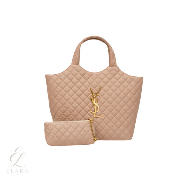 Saint Laurent | Icare Maxi Quilted Suede Bag – Beige