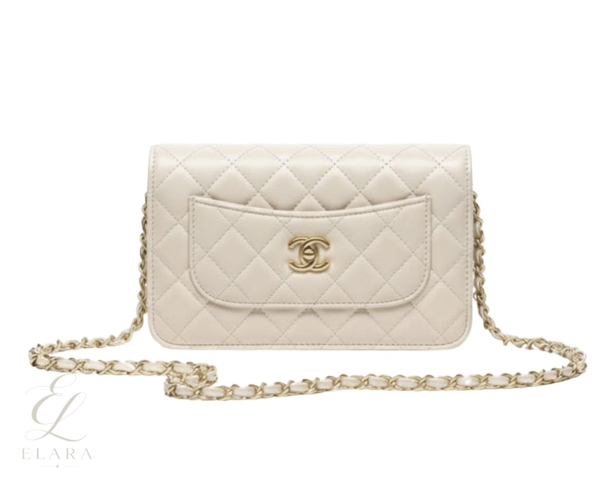 Chanel | Classic Quilted White Lambskin Leather Bag – product image 1