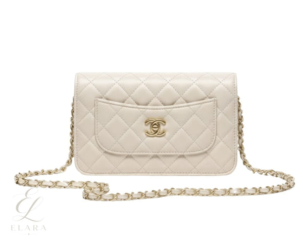 Chanel | Classic Quilted White Lambskin Leather Bag