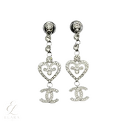 Chanel | Heart CC Logo Drop Earrings Silver Tone – product image 1