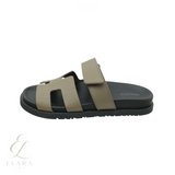 Hermès | Chypre Etoupe Calfskin Slides – product image 1