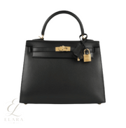 Hermès | Kelly 28 Sellier Black Box Calfskin Leather Gold Hardware Bag – product image 1