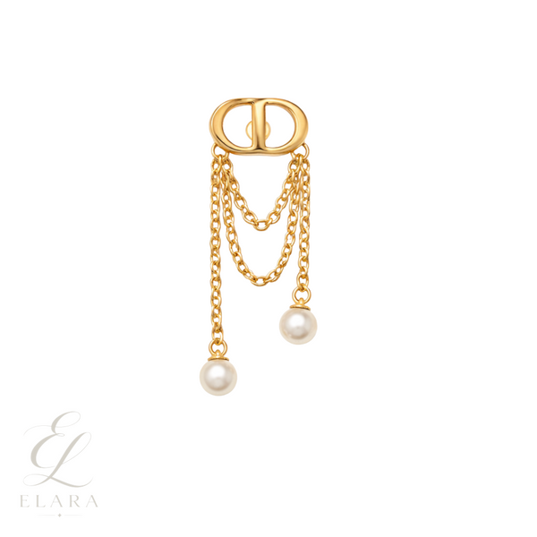 Dior | Pearl Chain Drop Earring Gold