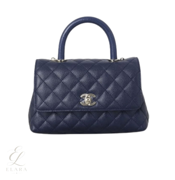 Chanel | Coco Handle Mini Navy Blue Caviar Leather Bag