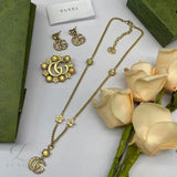 Gucci | GG Crystal Earring Brooch Set Gold – product image 4