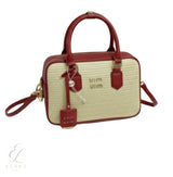 Miu Miu | Straw Zip-Up Red Leather Trim Handles Bag – product image 3