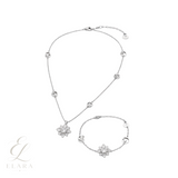Gucci | GG Flower Crystal Necklace Bracelet Set Silver – product image 1