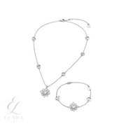 Gucci | GG Flower Crystal Necklace Bracelet Set Silver – product image 1